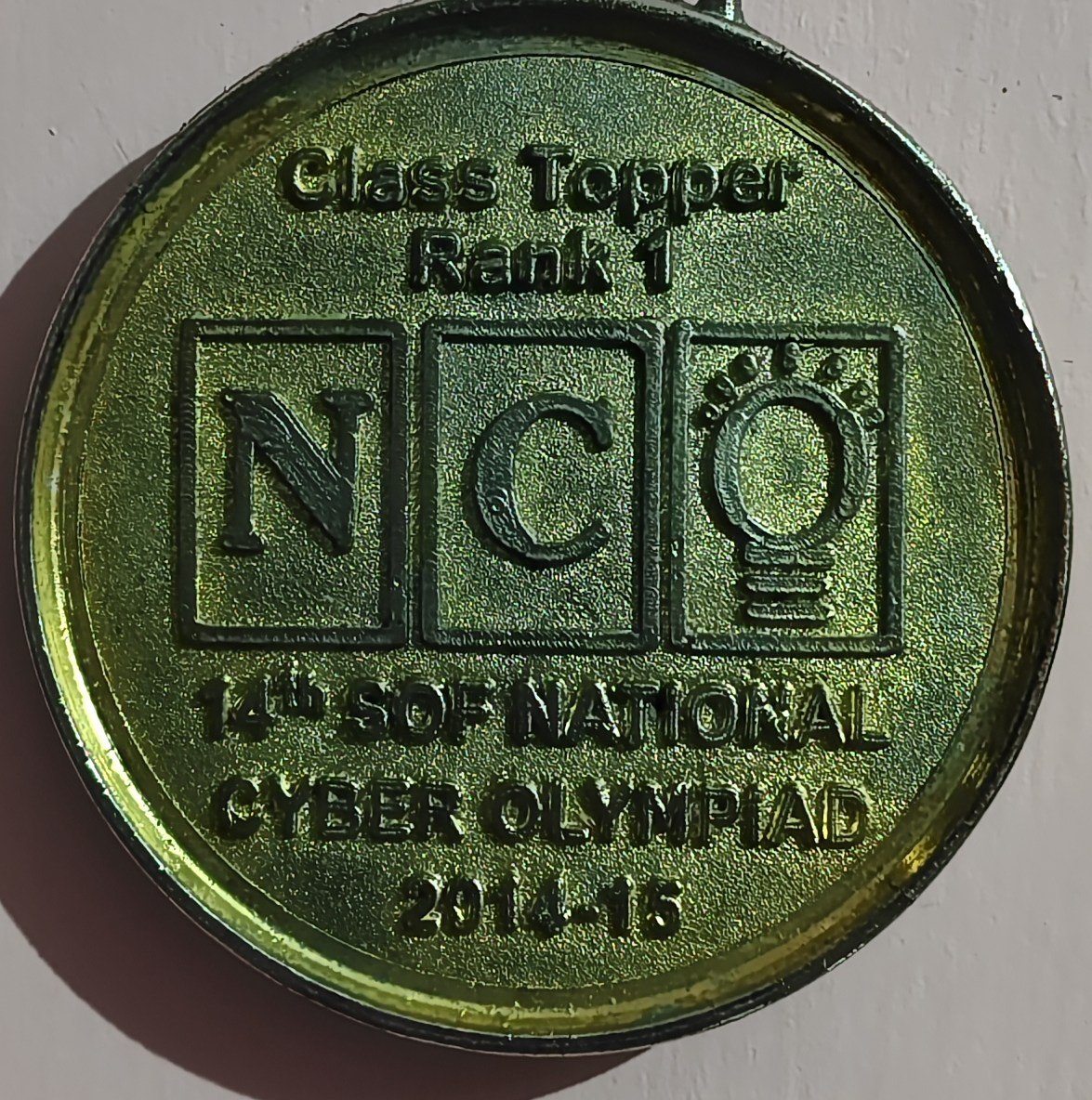 14th SOF National Cyber Olympiad Class Topper Rank 1 Medal
